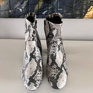 Time and Tru Black and White Ankle Booties